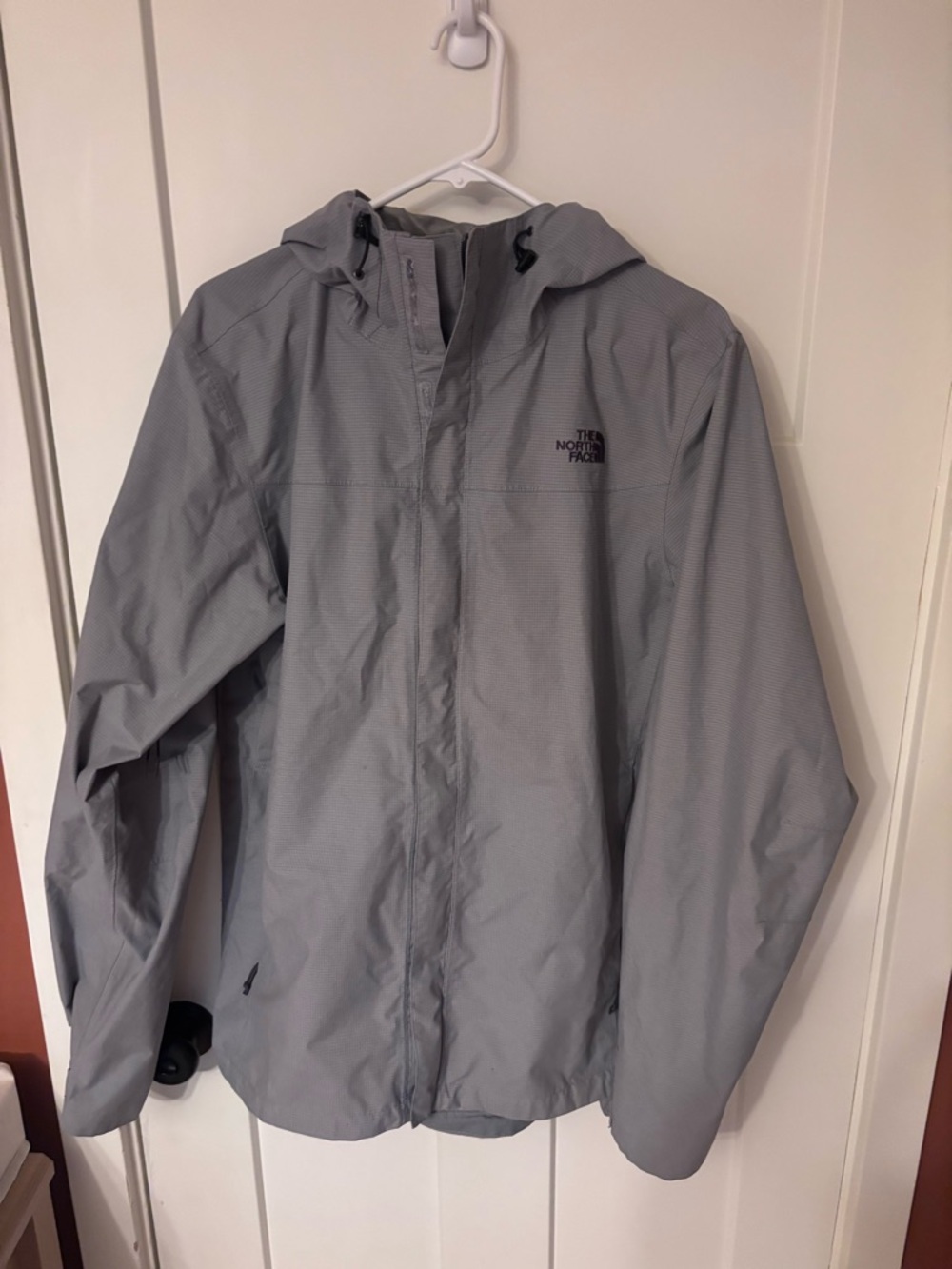 The North Face Light Gray Hooded Rain Jacket